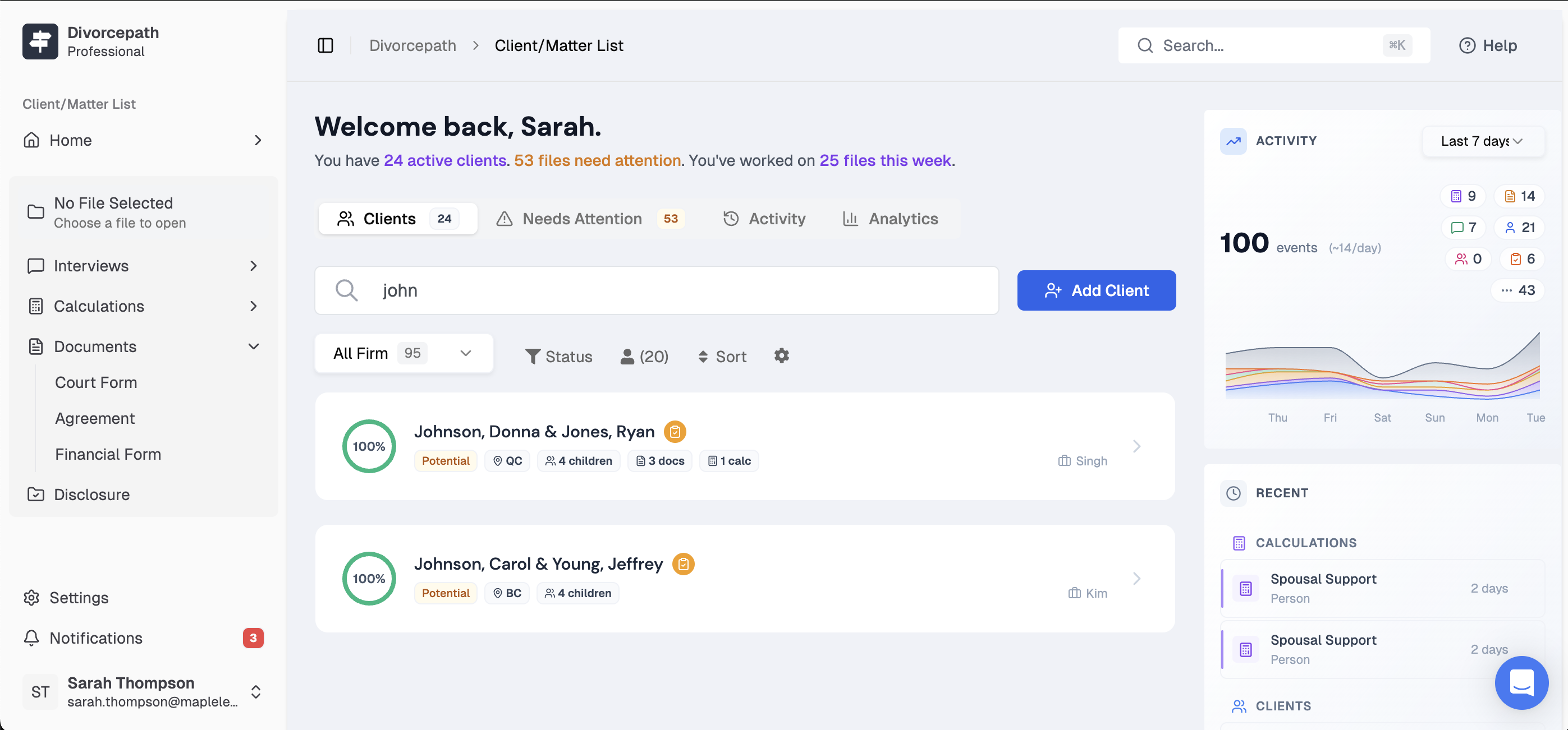 Divorcepath dashboard