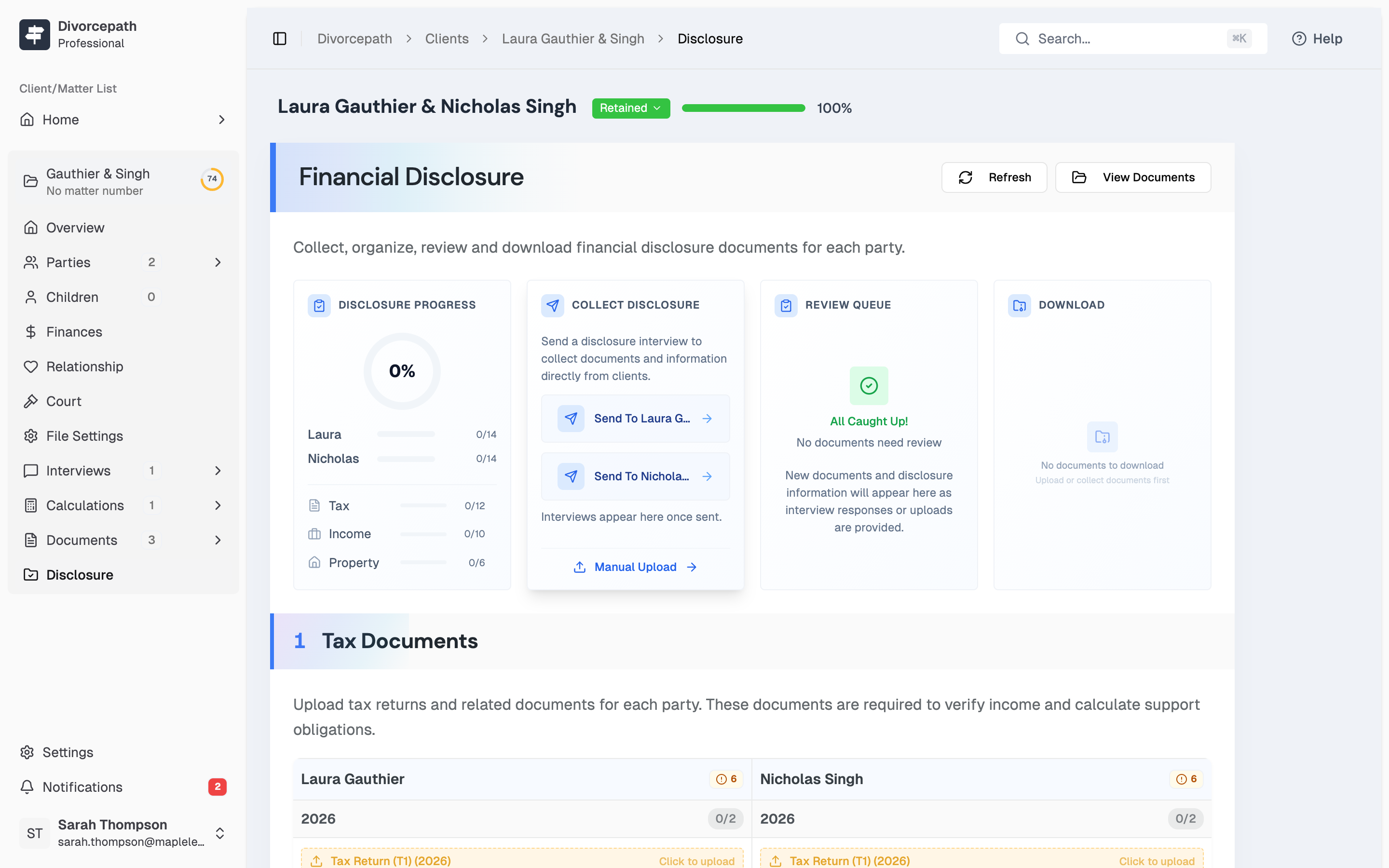 Divorcepath financial disclosure tracking