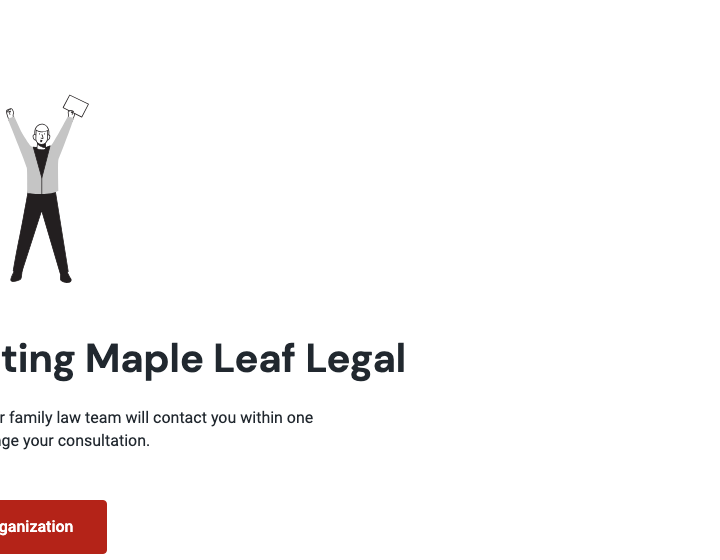 The intake form thank-you page: Thank you for contacting Maple Leaf Legal